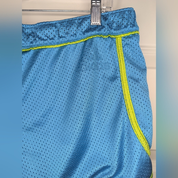 Adidas Women Size Large Athletic Shorts Blue with Green and White Stripes - Picture 3 of 11